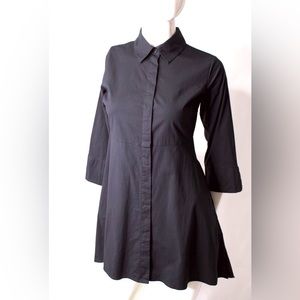 Dennis Basso Black Button Down Tunic Style Shirt Dress XXS